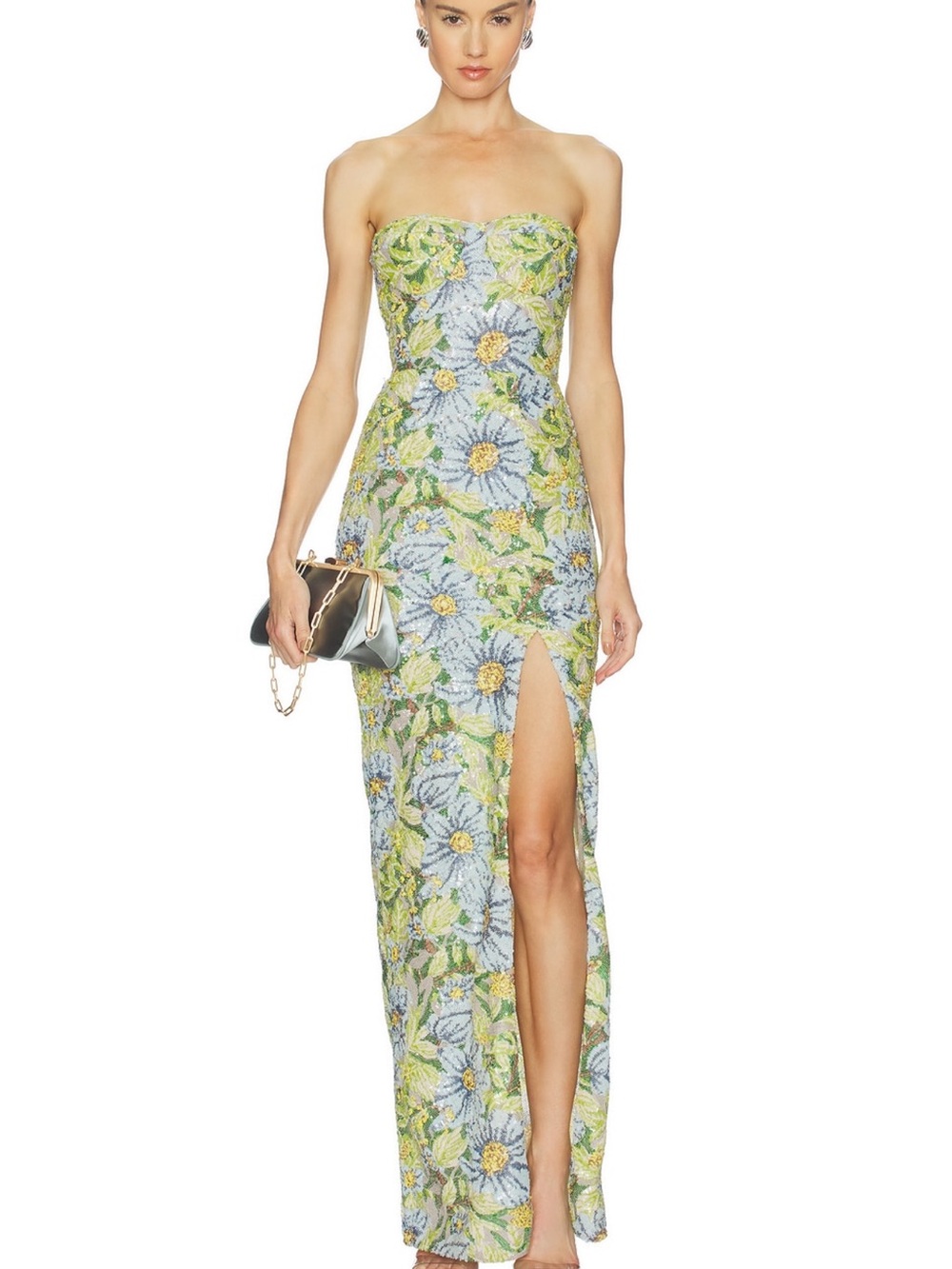 Bronx and Banco Valentina Paillette Yellow Multi Veronica Maxi Dress
